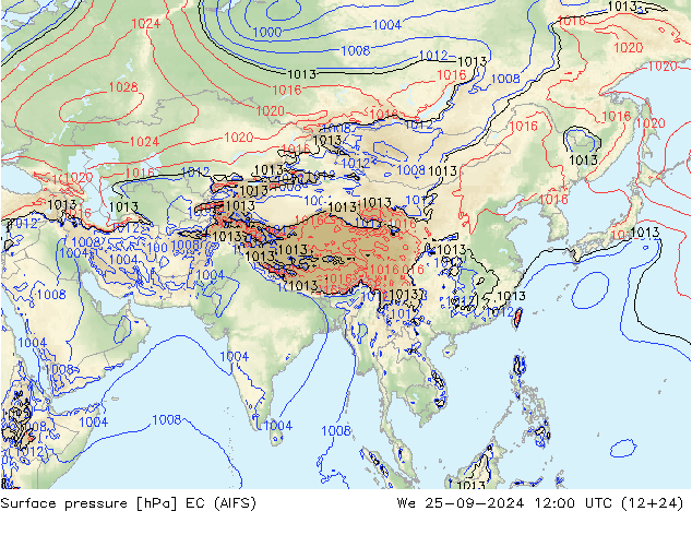 Surface pressure EC (AIFS) We 25.09.2024 12 UTC