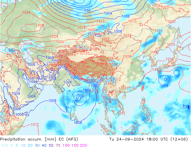 Precipitación acum. EC (AIFS) mar 24.09.2024 18 UTC