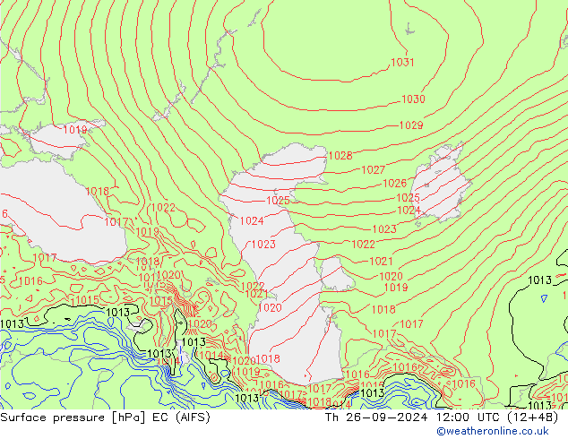 приземное давление EC (AIFS) чт 26.09.2024 12 UTC