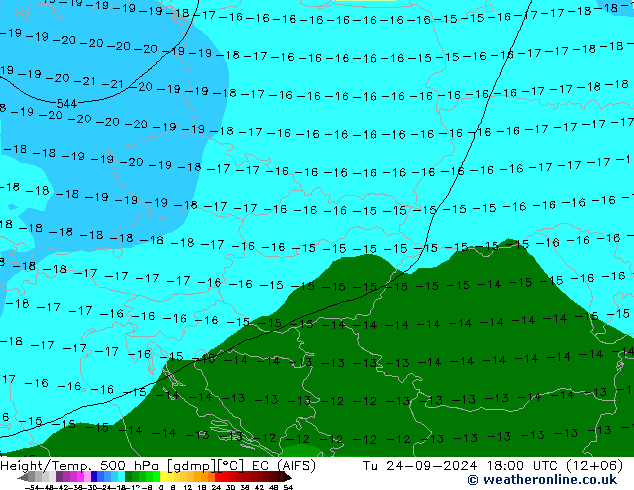 Height/Temp. 500 hPa EC (AIFS) wto. 24.09.2024 18 UTC