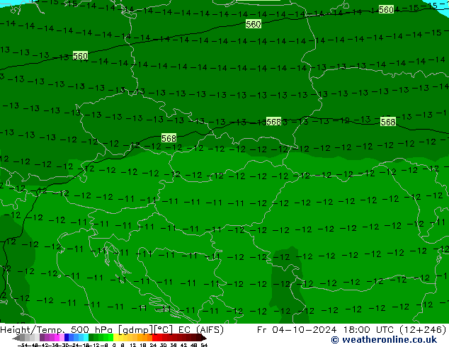 Height/Temp. 500 гПа EC (AIFS) пт 04.10.2024 18 UTC