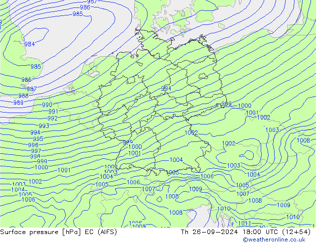 Luchtdruk (Grond) EC (AIFS) do 26.09.2024 18 UTC