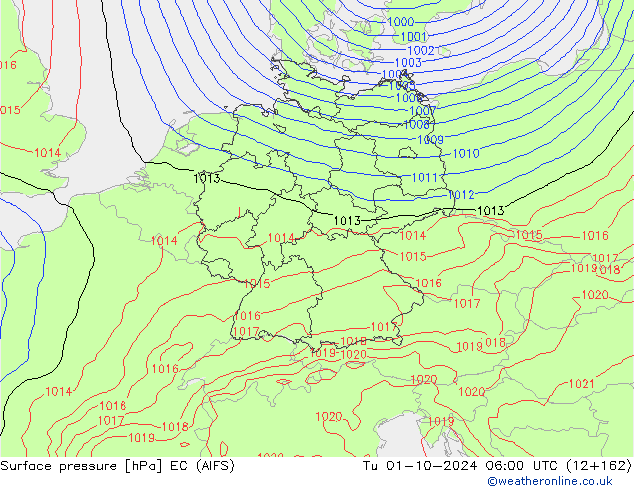 Surface pressure EC (AIFS) Tu 01.10.2024 06 UTC