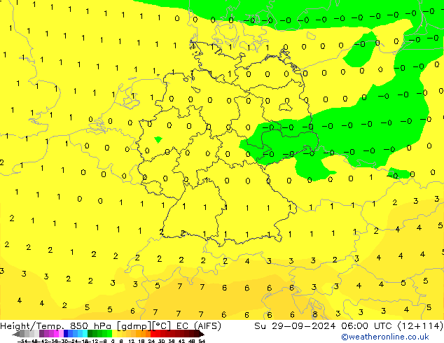 Height/Temp. 850 гПа EC (AIFS) Вс 29.09.2024 06 UTC