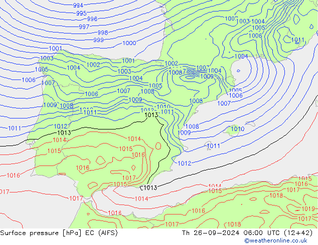 ciśnienie EC (AIFS) czw. 26.09.2024 06 UTC