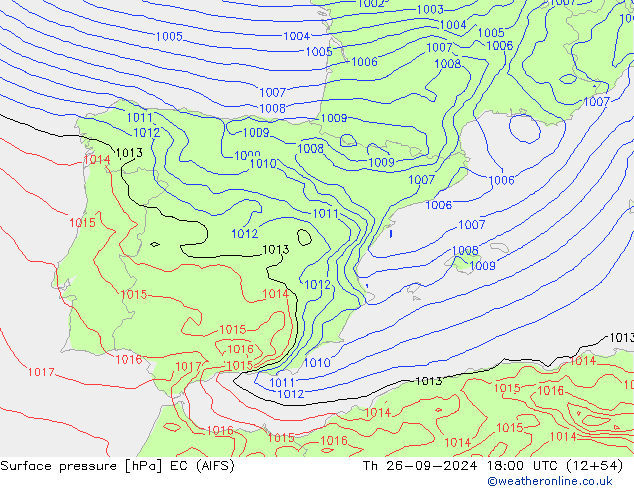 Surface pressure EC (AIFS) Th 26.09.2024 18 UTC