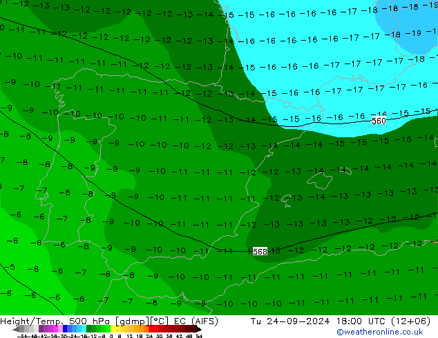 Height/Temp. 500 hPa EC (AIFS) Tu 24.09.2024 18 UTC