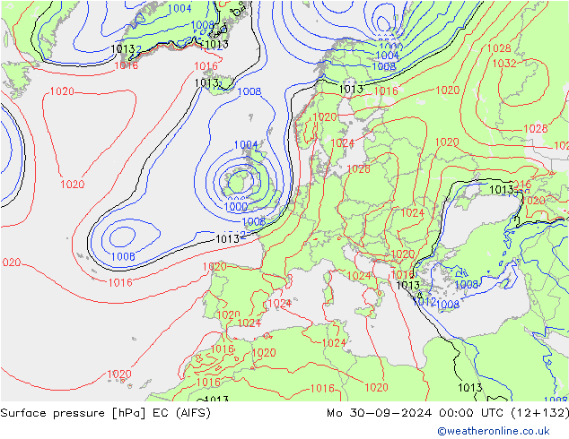 Surface pressure EC (AIFS) Mo 30.09.2024 00 UTC