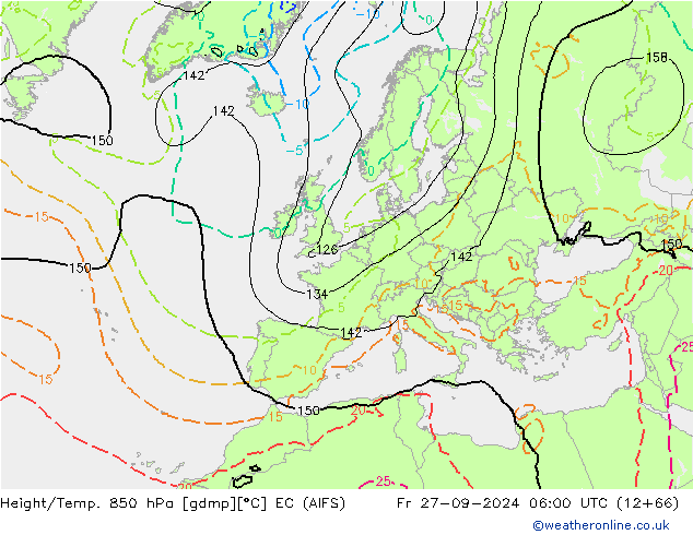 Height/Temp. 850 hPa EC (AIFS) Fr 27.09.2024 06 UTC