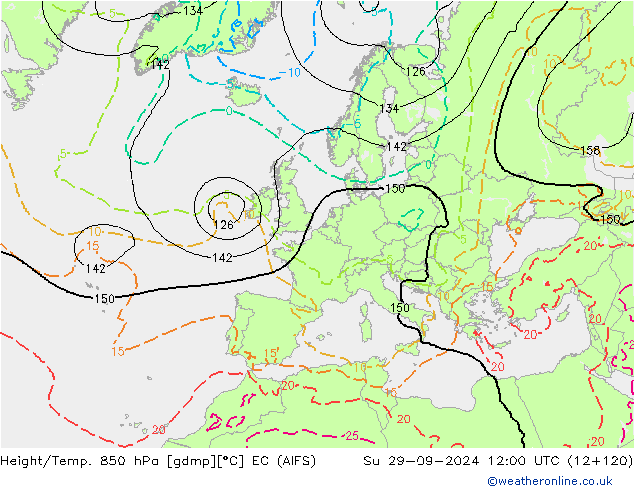 Height/Temp. 850 гПа EC (AIFS) Вс 29.09.2024 12 UTC