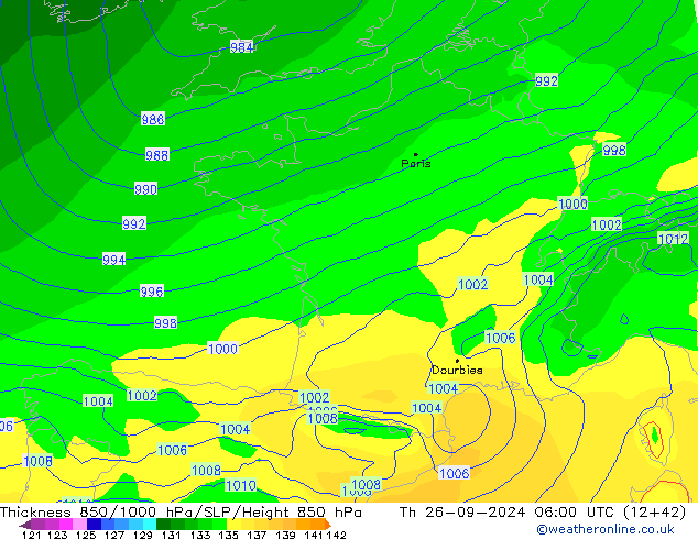 Thck 850-1000 hPa EC (AIFS) Th 26.09.2024 06 UTC