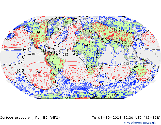 Luchtdruk (Grond) EC (AIFS) di 01.10.2024 12 UTC