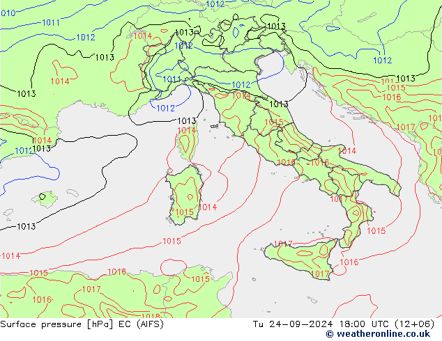 Atmosférický tlak EC (AIFS) Út 24.09.2024 18 UTC