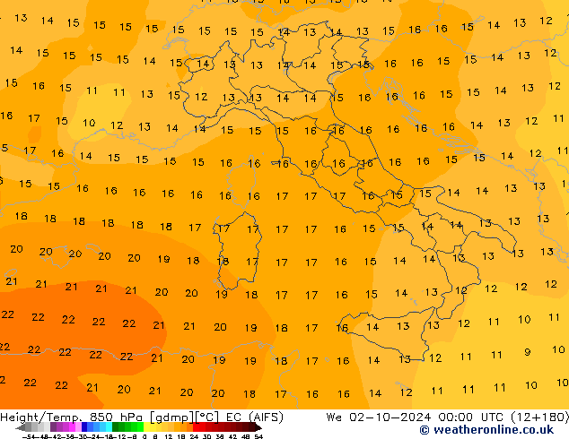 Height/Temp. 850 гПа EC (AIFS) ср 02.10.2024 00 UTC