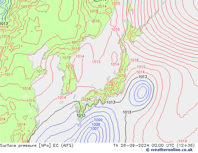 Atmosférický tlak EC (AIFS) Čt 26.09.2024 00 UTC