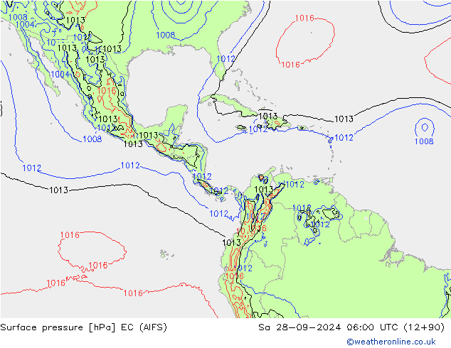 приземное давление EC (AIFS) сб 28.09.2024 06 UTC