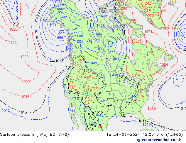 Surface pressure EC (AIFS) Tu 24.09.2024 12 UTC