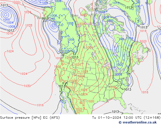 Presión superficial EC (AIFS) mar 01.10.2024 12 UTC