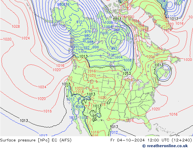 Surface pressure EC (AIFS) Fr 04.10.2024 12 UTC