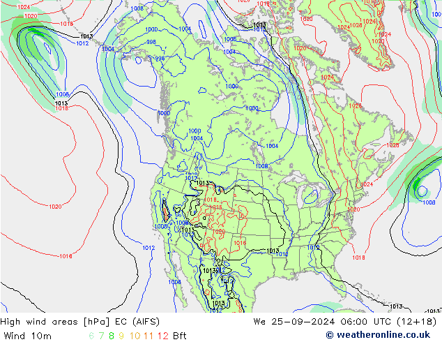yüksek rüzgarlı alanlar EC (AIFS) Çar 25.09.2024 06 UTC