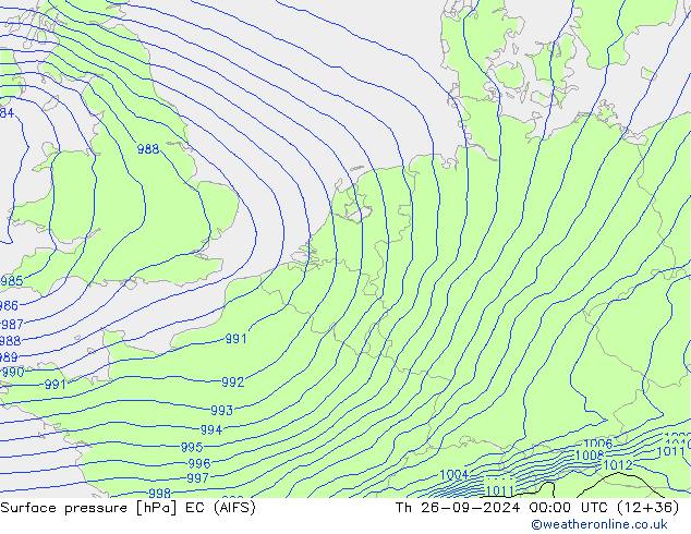 Atmosférický tlak EC (AIFS) Čt 26.09.2024 00 UTC