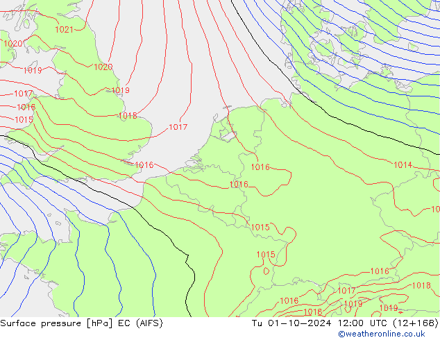 Surface pressure EC (AIFS) Tu 01.10.2024 12 UTC