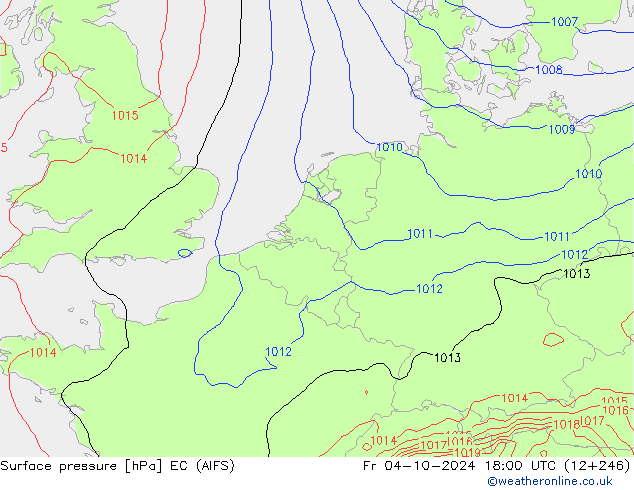 ciśnienie EC (AIFS) pt. 04.10.2024 18 UTC