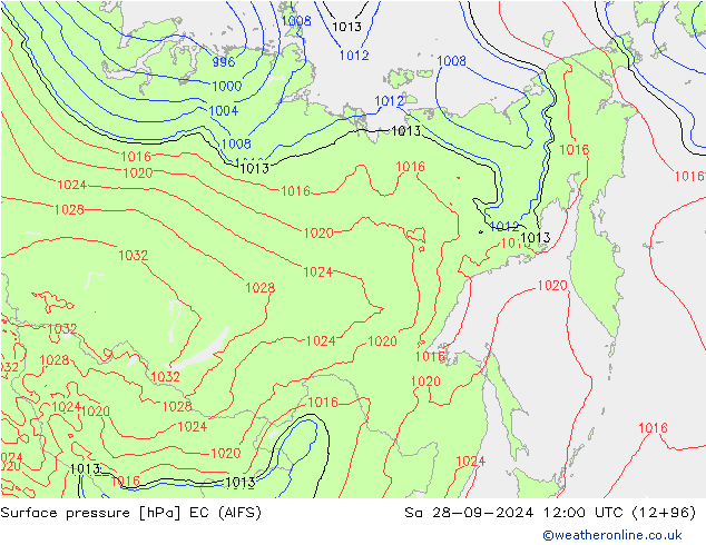 Yer basıncı EC (AIFS) Cts 28.09.2024 12 UTC