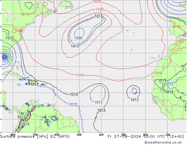 Surface pressure EC (AIFS) Fr 27.09.2024 00 UTC