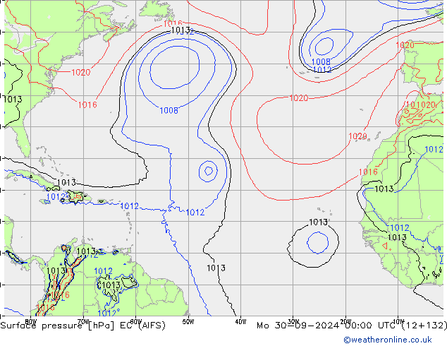 приземное давление EC (AIFS) пн 30.09.2024 00 UTC