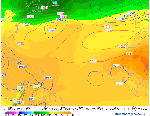 Thck 850-1000 hPa EC (AIFS) śro. 25.09.2024 12 UTC