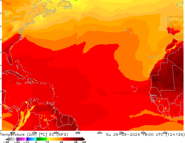 Temperaturkarte (2m) EC (AIFS) So 29.09.2024 18 UTC