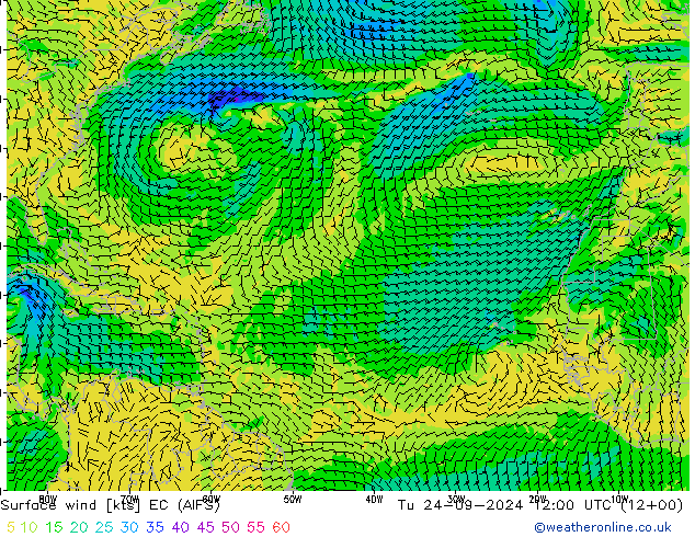 Vento 10 m EC (AIFS) Ter 24.09.2024 12 UTC