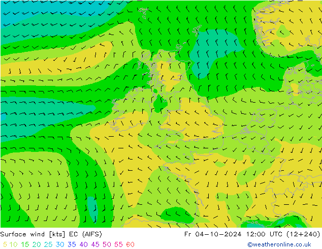 ветер 10 m EC (AIFS) пт 04.10.2024 12 UTC