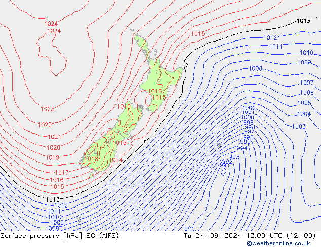 Pressione al suolo EC (AIFS) mar 24.09.2024 12 UTC