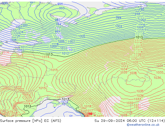 pressão do solo EC (AIFS) Dom 29.09.2024 06 UTC