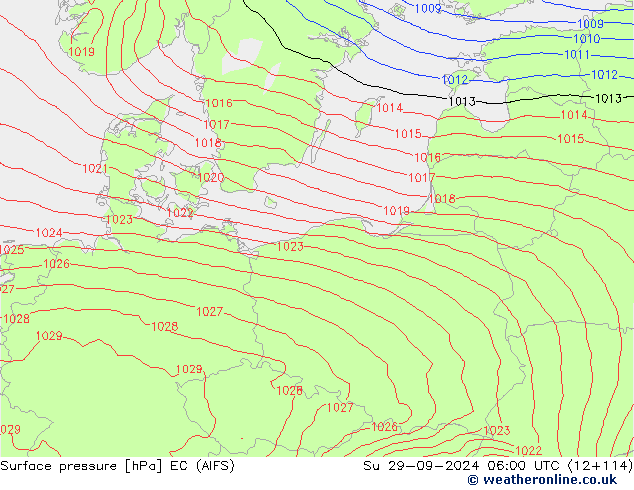 Surface pressure EC (AIFS) Su 29.09.2024 06 UTC