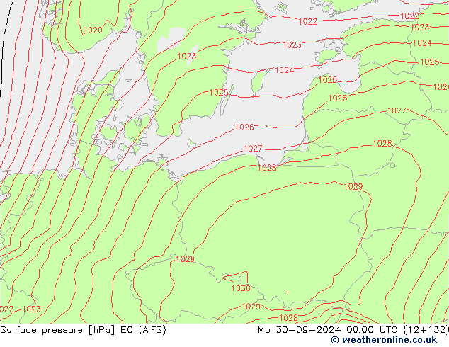 Surface pressure EC (AIFS) Mo 30.09.2024 00 UTC