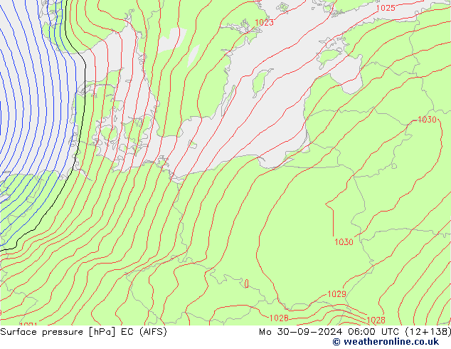 ciśnienie EC (AIFS) pon. 30.09.2024 06 UTC