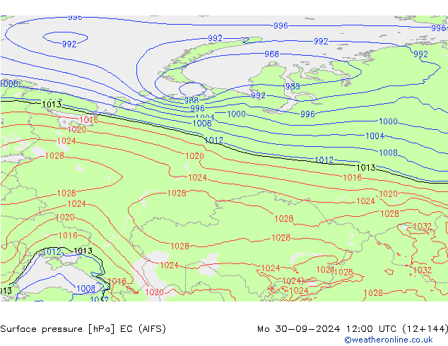 Atmosférický tlak EC (AIFS) Po 30.09.2024 12 UTC