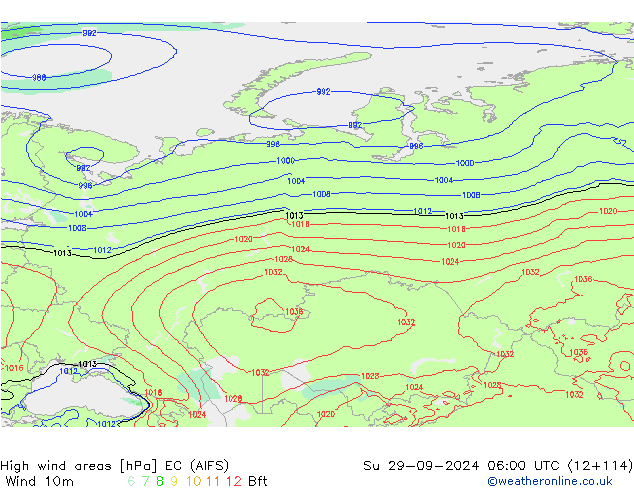 Izotacha EC (AIFS) nie. 29.09.2024 06 UTC