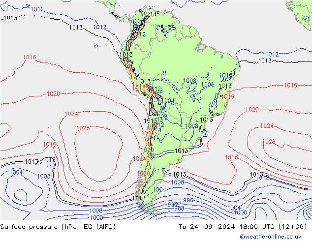 Surface pressure EC (AIFS) Tu 24.09.2024 18 UTC