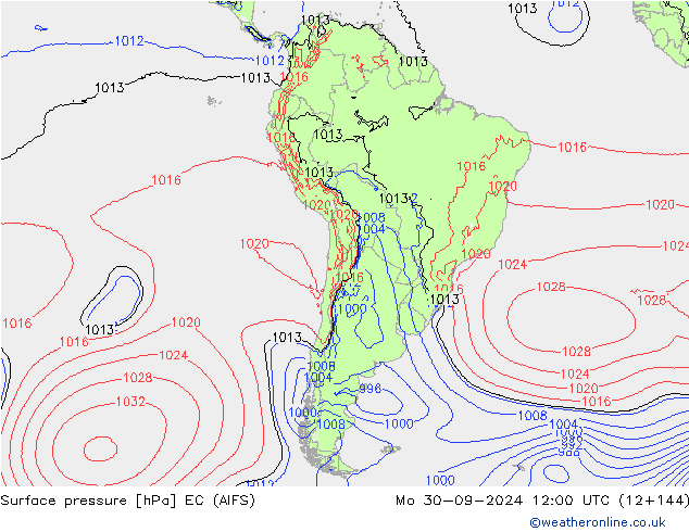 pression de l'air EC (AIFS) lun 30.09.2024 12 UTC