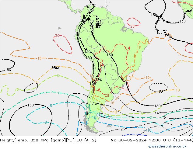 Géop./Temp. 850 hPa EC (AIFS) lun 30.09.2024 12 UTC