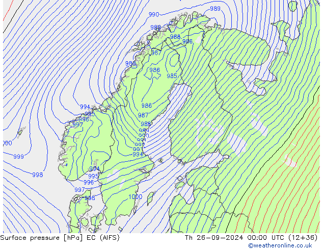 Atmosférický tlak EC (AIFS) Čt 26.09.2024 00 UTC