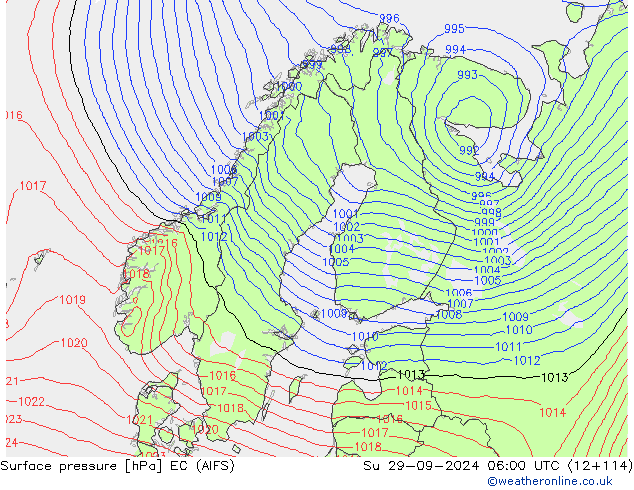 приземное давление EC (AIFS) Вс 29.09.2024 06 UTC