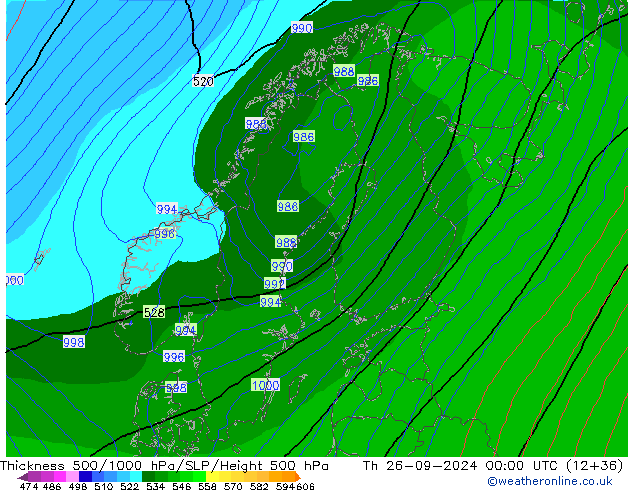 Thck 500-1000hPa EC (AIFS) Čt 26.09.2024 00 UTC