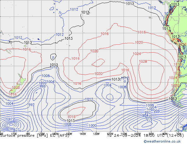 Surface pressure EC (AIFS) Tu 24.09.2024 18 UTC