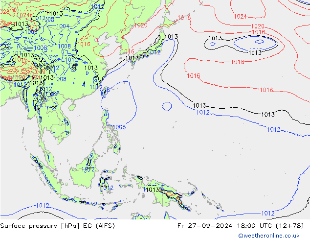 Surface pressure EC (AIFS) Fr 27.09.2024 18 UTC