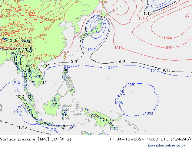 Surface pressure EC (AIFS) Fr 04.10.2024 18 UTC